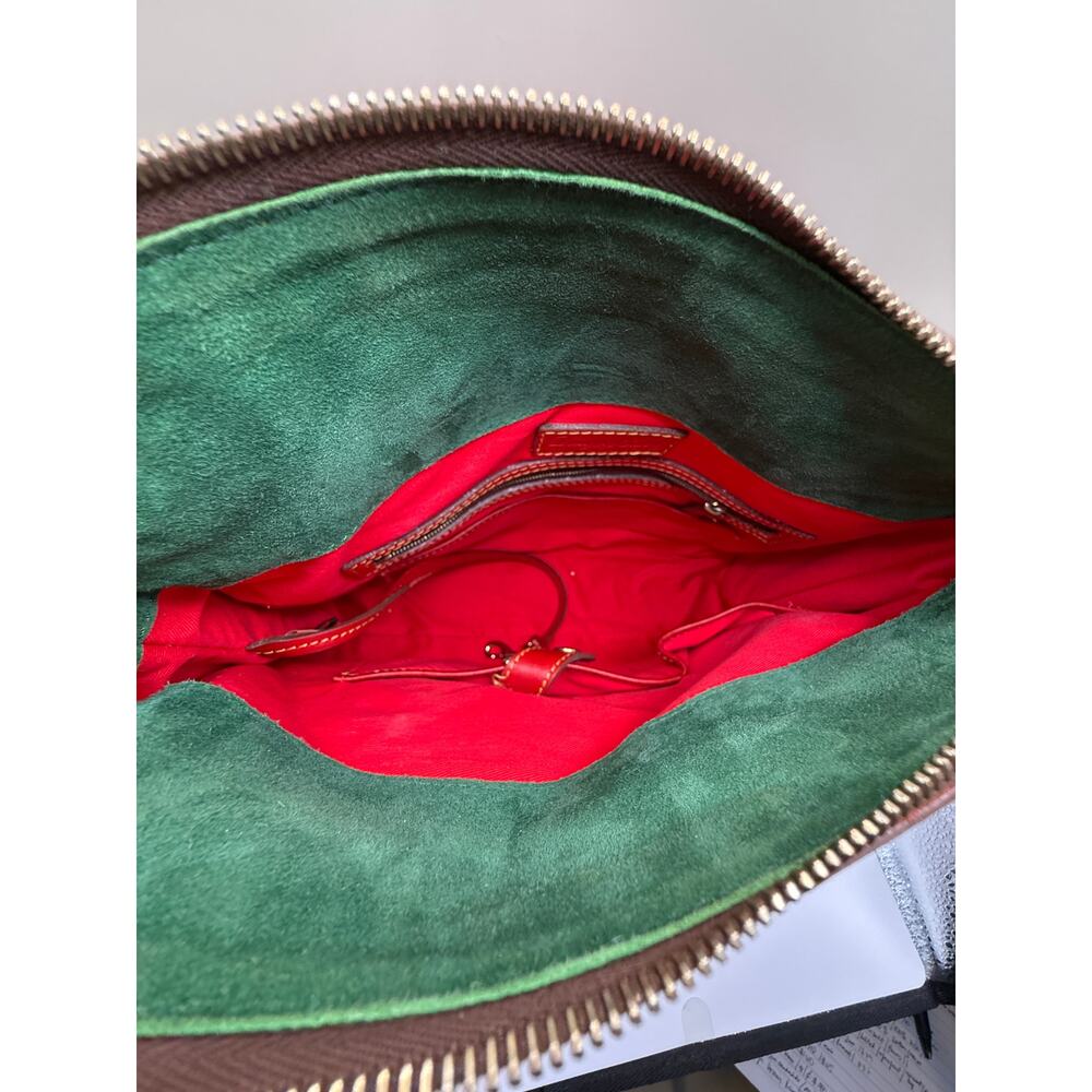 Dooney & Bourke Florentine satchel red Italian leather brushed brass hardware - Picture 8 of 12